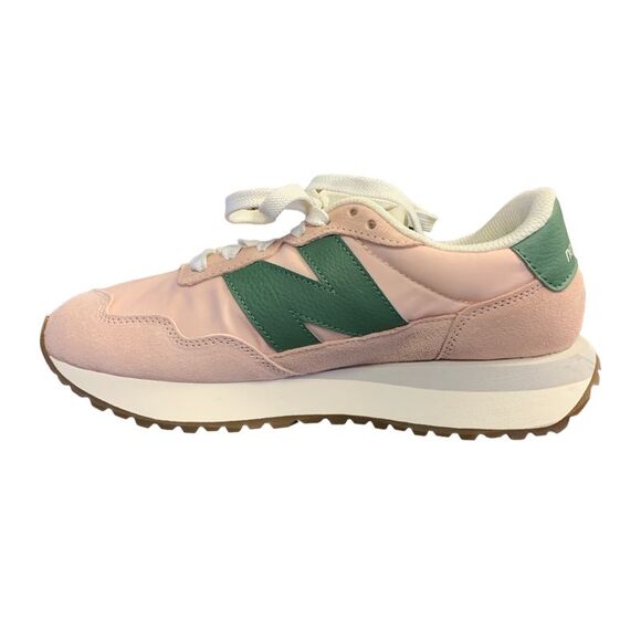 New Balance 237 Women's Lace-Up Closure Round Toe Sneakers - Pink/Green - Picture 2 of 6